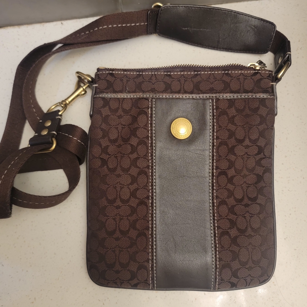 Coach Brown and Gray Crossbody Bag